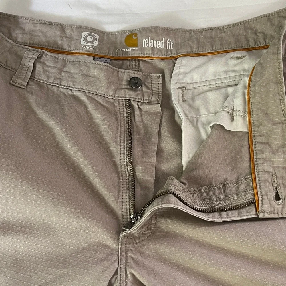 Carhartt Relaxed Fit Beige Canvas Cargo Pants Mens 38 Beige Work Utility Outdoor
